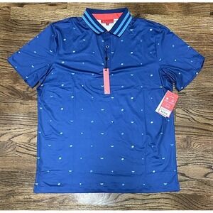 Redvanly Mens Langham Polo Performance Golf Short Sleeve Shirt Dark Blue Sz L